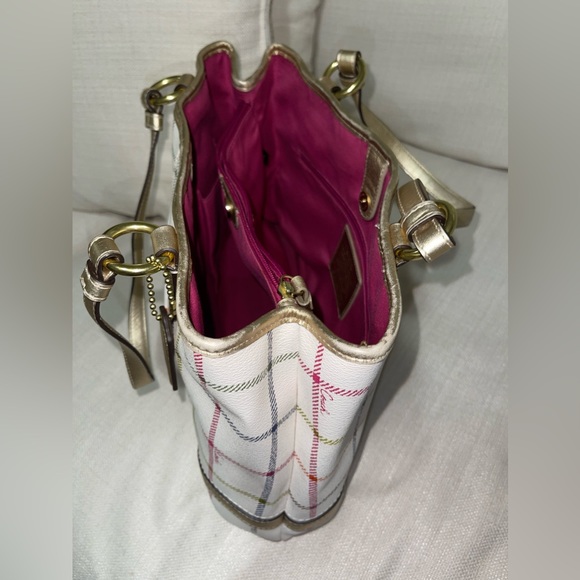 Coach Peyton Tattersall Multicolor Plaid Tote - Picture 3 of 4